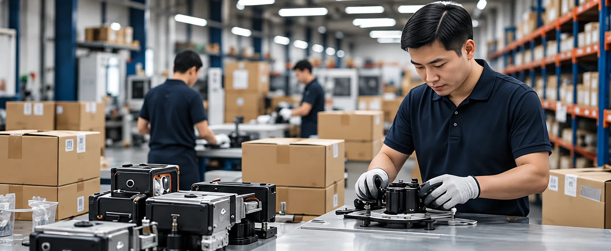 Sourcing team checking automotive parts in a warehouse