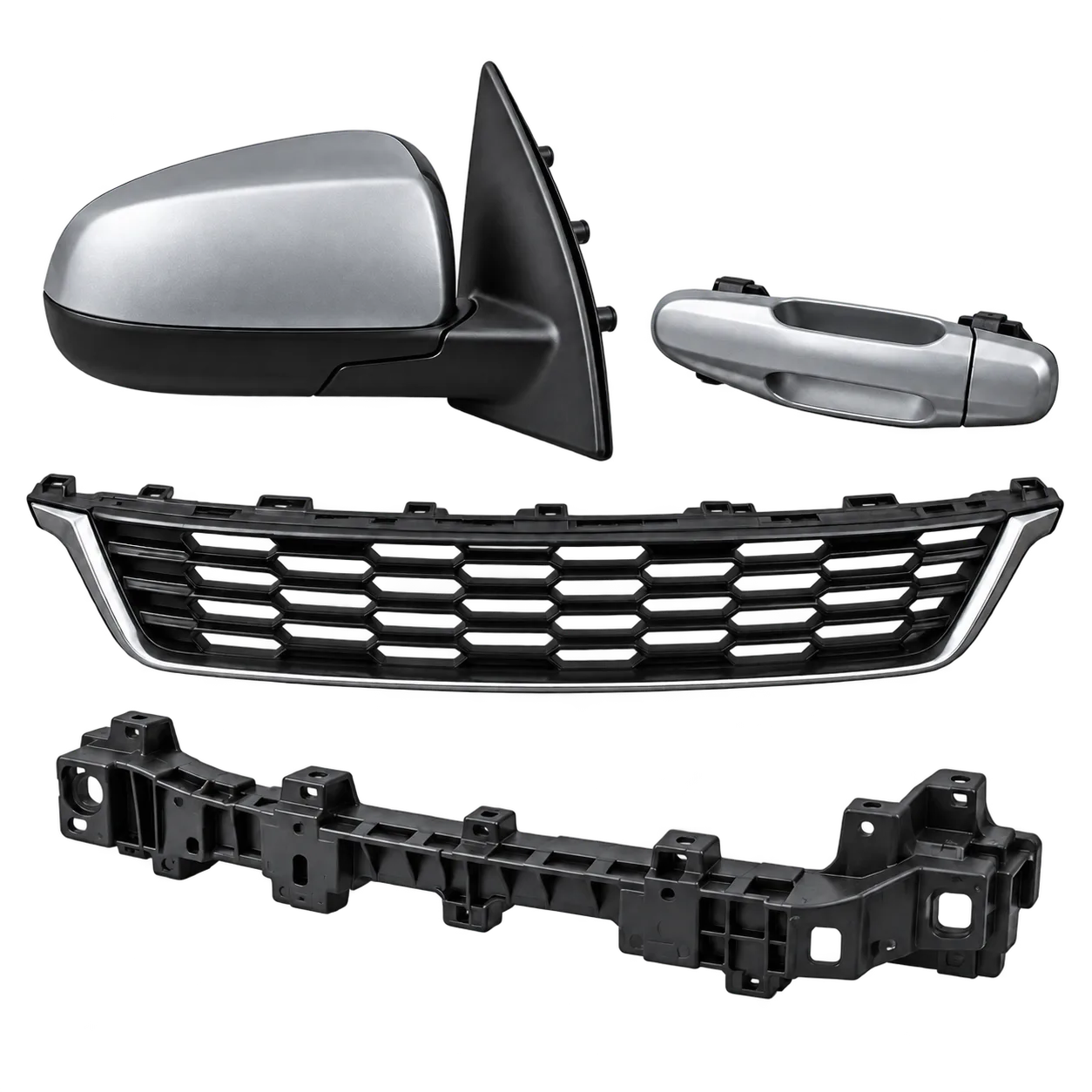 Mirror, door handle, grille and bumper mounting parts