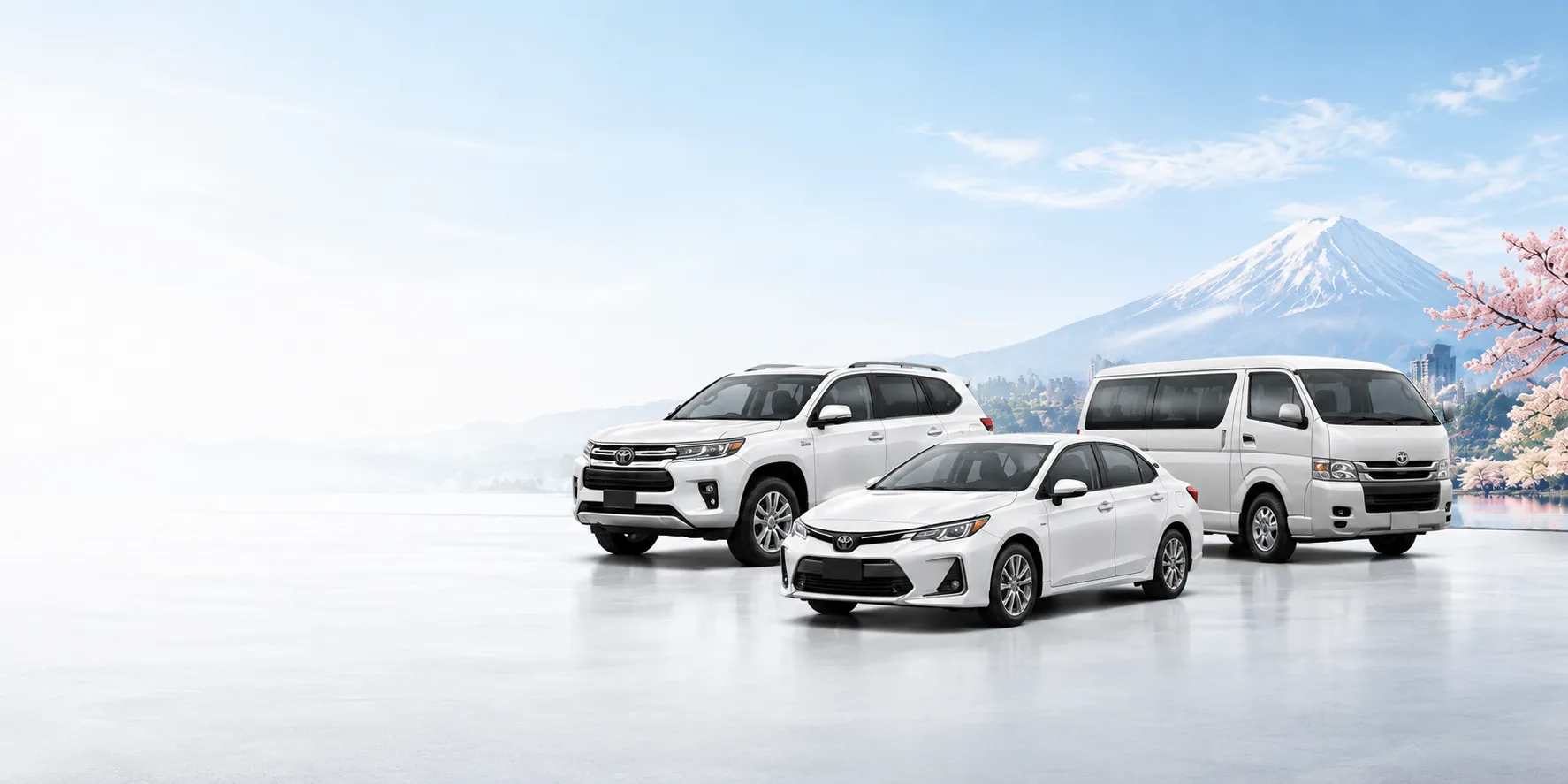 Toyota vehicles in a bright sourcing scene